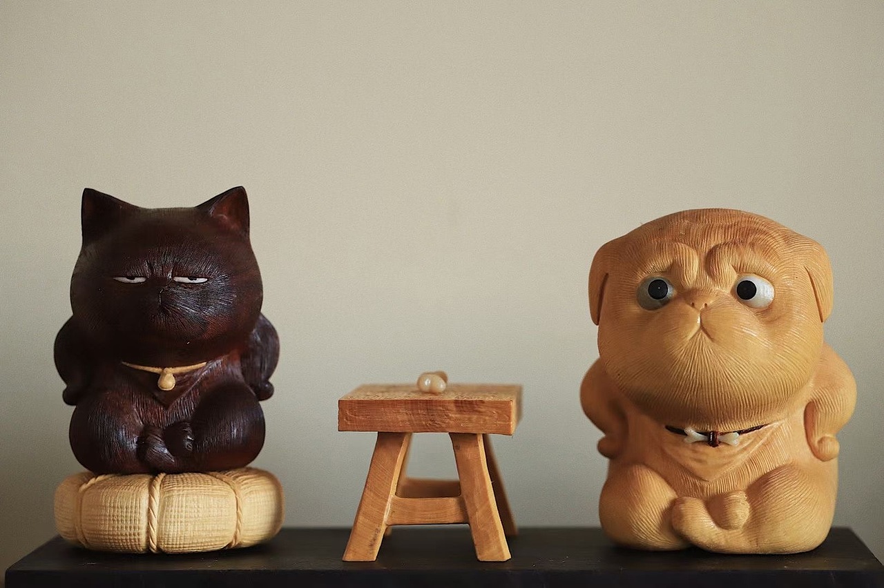 小叶紫檀×黄杨木 | 猫狗猜拳