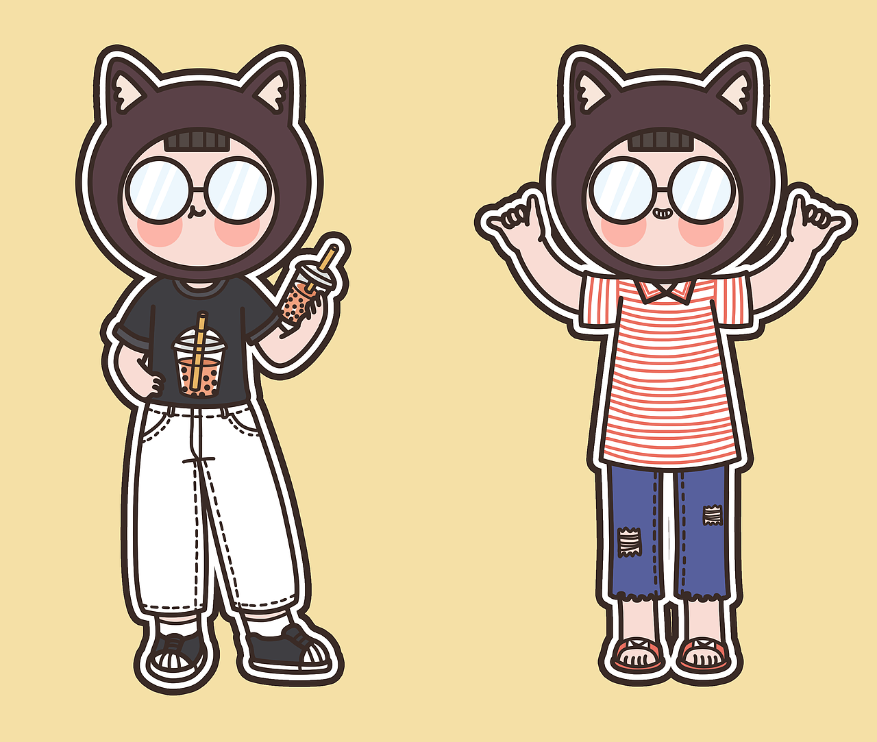 八月穿搭（图ZMTc0NDUyNDI0） - 新锐潮流插画 - 站酷设计师千千千亻左亻左原创素材 - 站酷ZCOOL