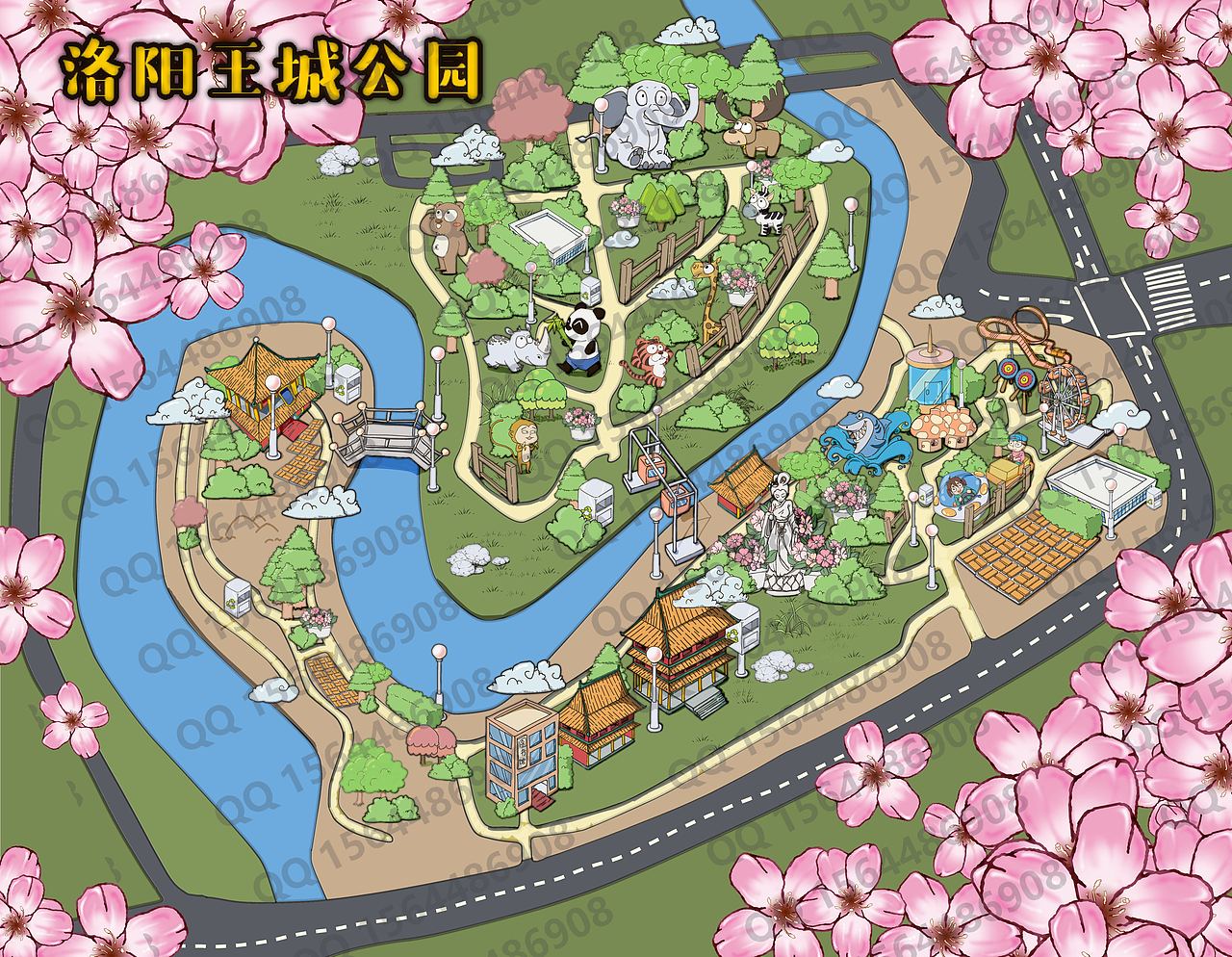 洛阳王城公园手绘地图