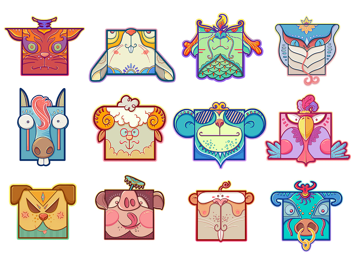 十二生肖（图ZNjI1MDQxOTY=） - 创作习作 - 站酷设计师脏糟原创素材 - 站酷ZCOOL