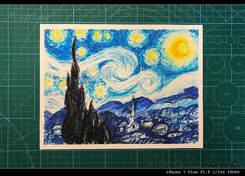 试画油画棒梵高星空