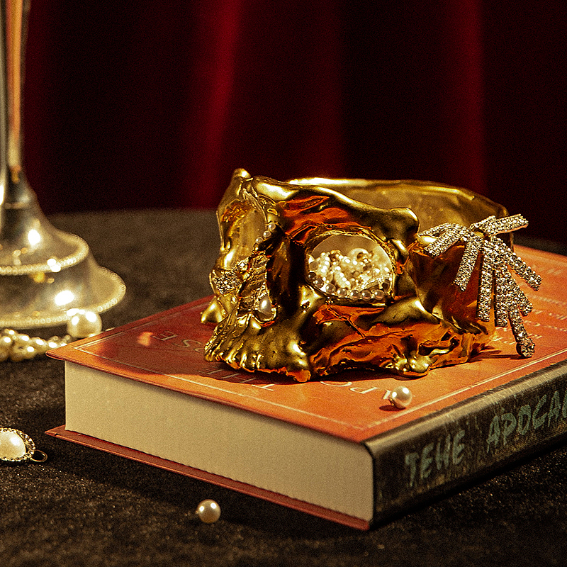 【SKULL】骷髅 暗黑系1300°电镀金属色陶瓷烟灰缸摆件