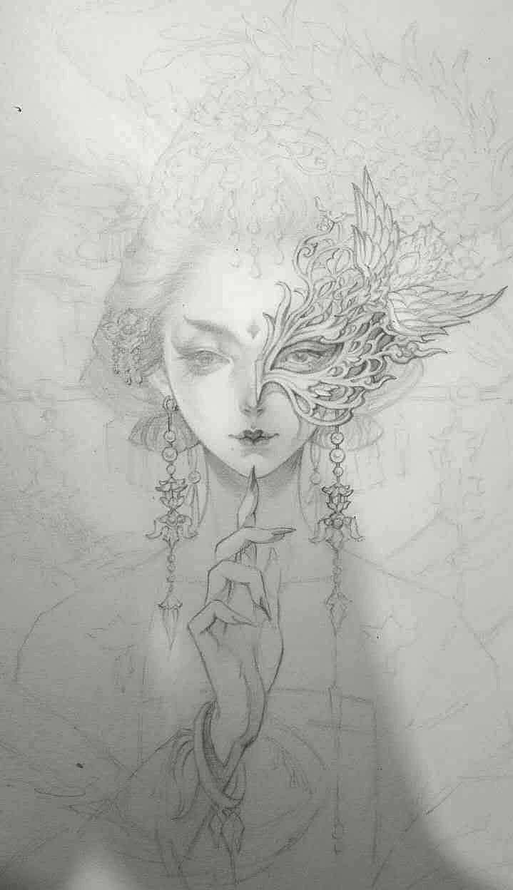 半面妆(加过程)|插画|商业插画|古戈力1_原创作品-站酷zcool