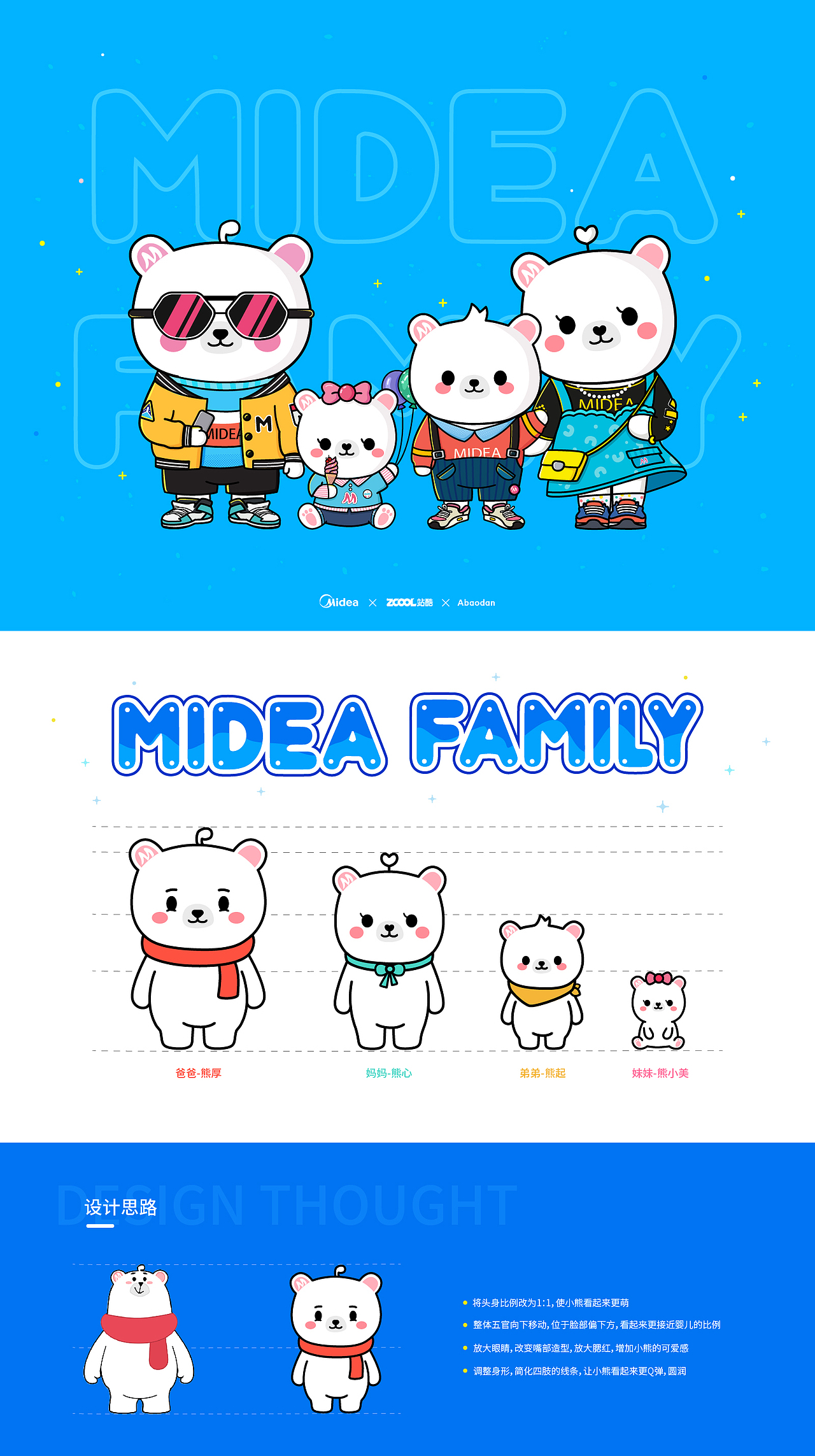 Midea Family Q版形象设计（图ZMTkwNTIwMjky） - IP形象 - 站酷设计师宝丹Abaodan原创素材 - 站酷ZCOOL