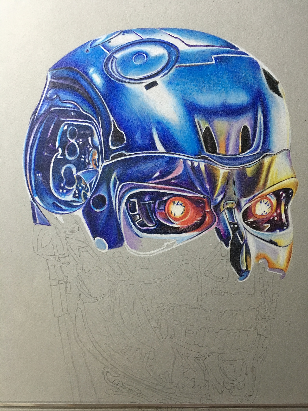 彩铅画终结者机器人