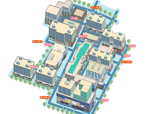 商业街手绘地图