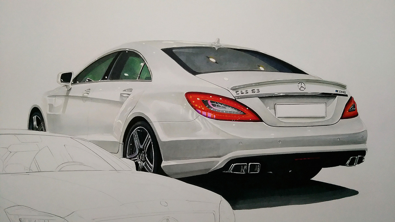 马克笔汽车手绘 梅赛德斯-奔驰 AMG CLS 63（2013）（图ZMjM2MTY0NTUy） - 艺术插画 - 站酷设计师xyikai吉原创素材 - 站酷ZCOOL