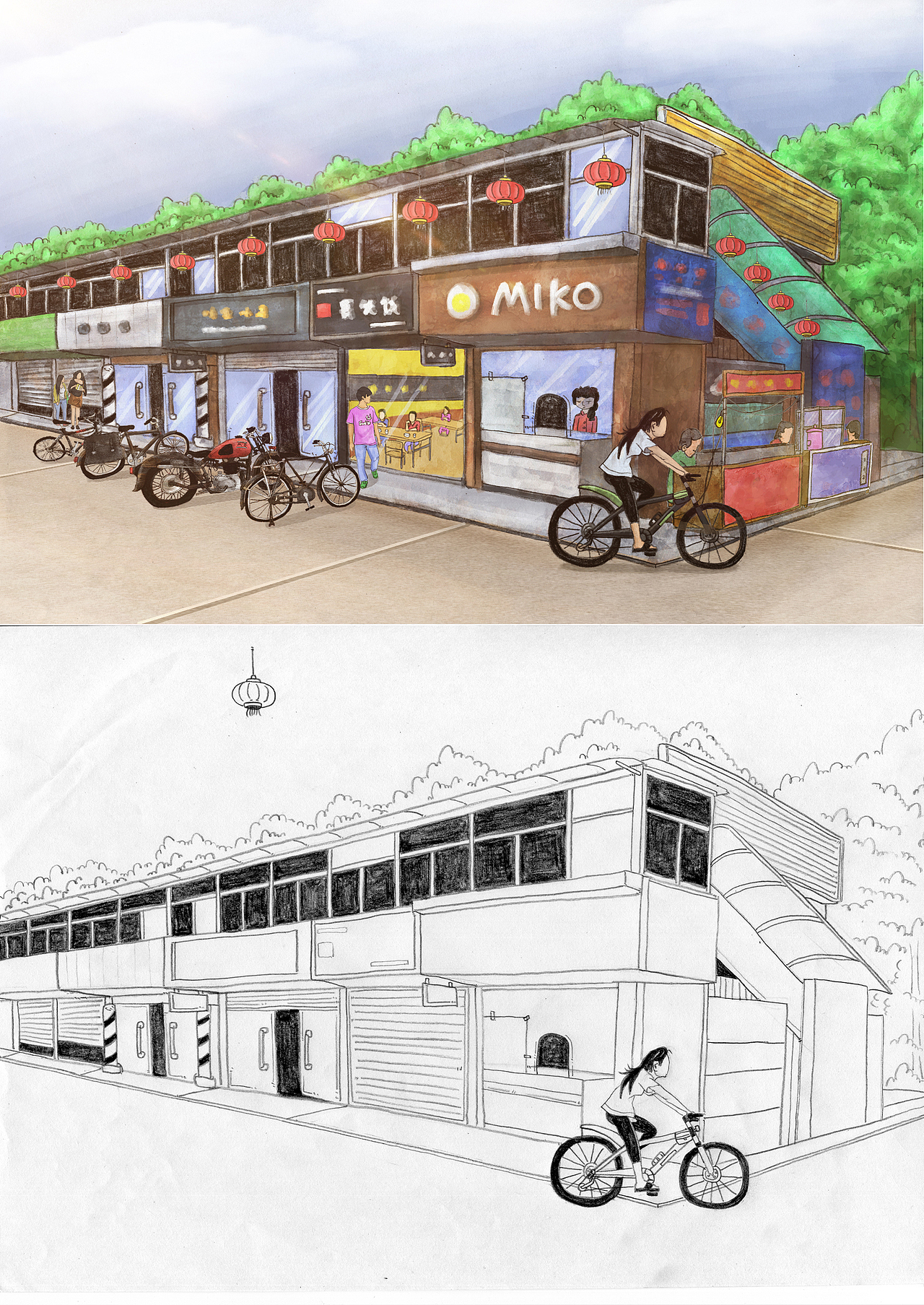 给南京林业大学画的一套手绘明信片（图ZMTk5NTE2NjA=） - 商业插画 - 站酷设计师牧头人原创素材 - 站酷ZCOOL