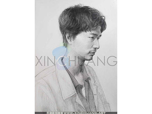 男青年素描胸像写生步骤解析-天津新创画室