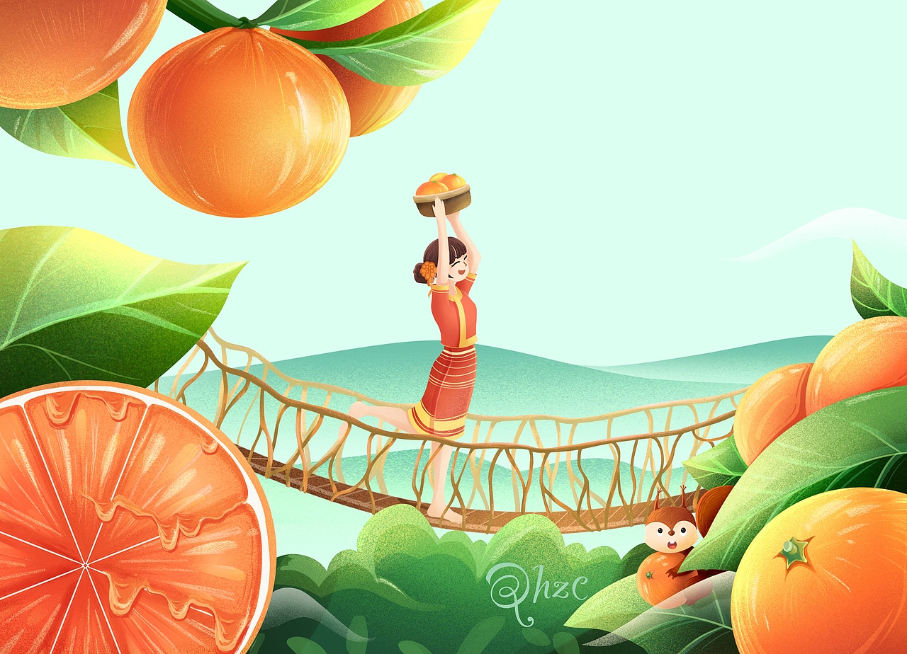 水果包装插画(柑橙)