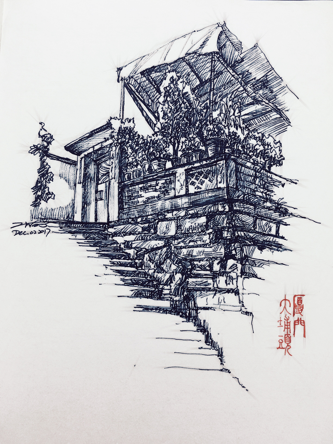 厦门和鼓浪屿的风景建筑速写