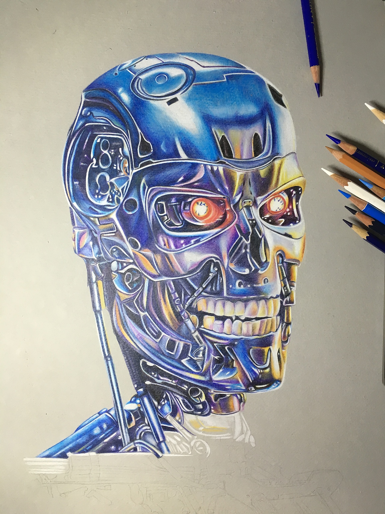 彩铅画终结者机器人