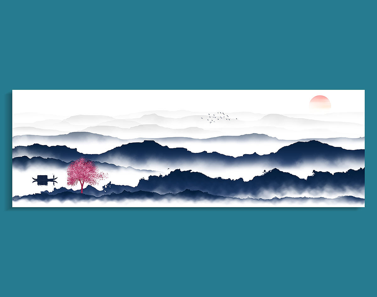 中国风现代简约山水床头装饰画|纯艺术|实验艺术|勤汇 - 原创作品 - 