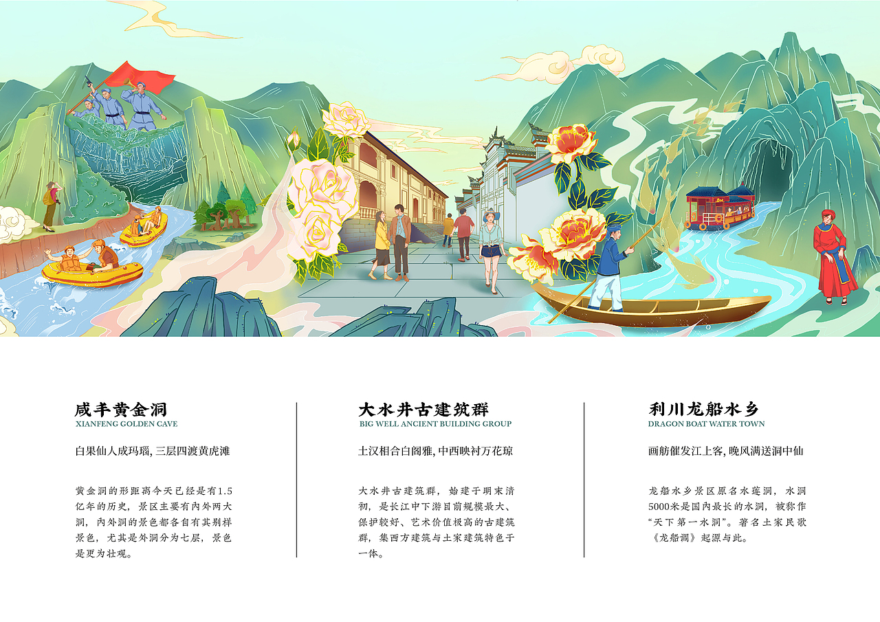 #2021青春答卷# 武汉轻工大学 恩施旅游路线视觉设计（图ZMjU2NTU2NTUy） - 品牌 - 站酷设计师一二咯原创素材 - 站酷ZCOOL