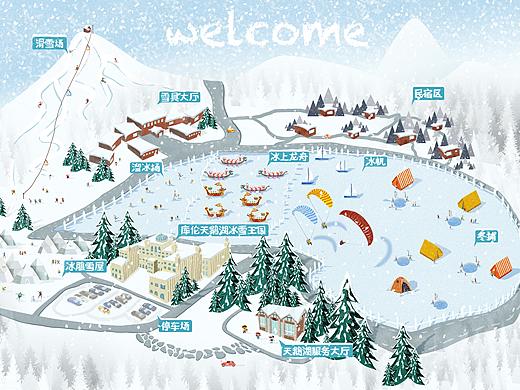 滑雪手绘地图