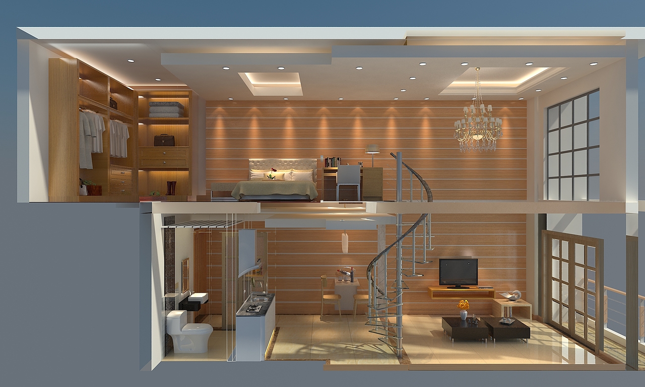 LOFT复式青年公寓（万达广场）（图ZMTk2NzU1NDA=） - 家装设计 - 站酷设计师李宗策原创素材 - 站酷ZCOOL