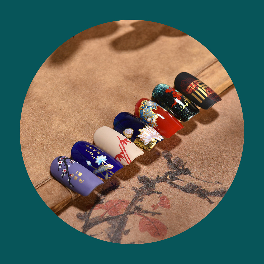 中国风美甲复古风美甲拍摄