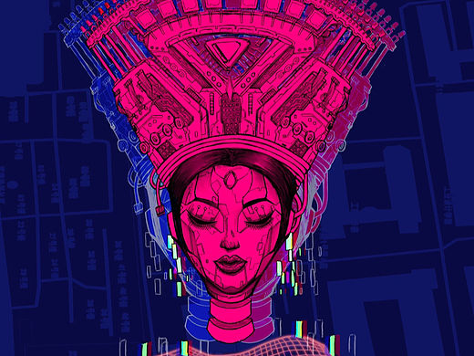 【本科插画作业】赛博朋克风格插画