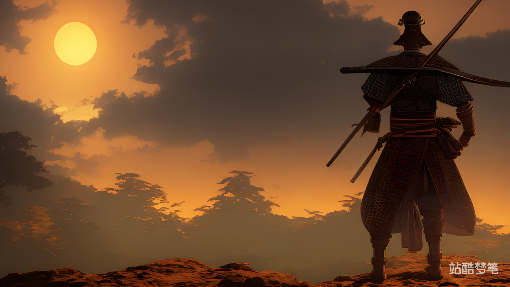 #站酷梦笔#夕阳下的武士