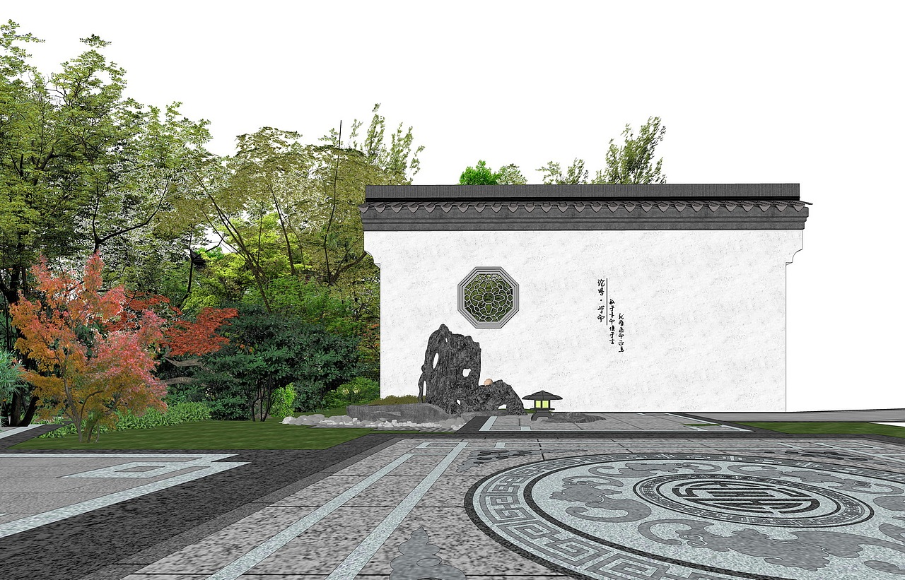 建发建发新中式示范区景观SU模型下载