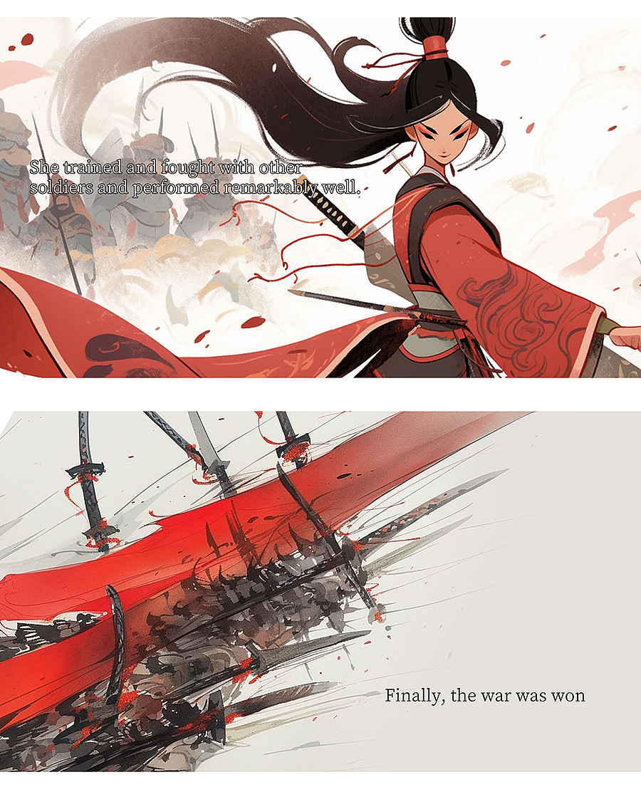 AI绘画 木兰从军绘本（图ZMzU1MDEzMjMy） - AI作品 - 站酷设计师菲临原创素材 - 站酷ZCOOL