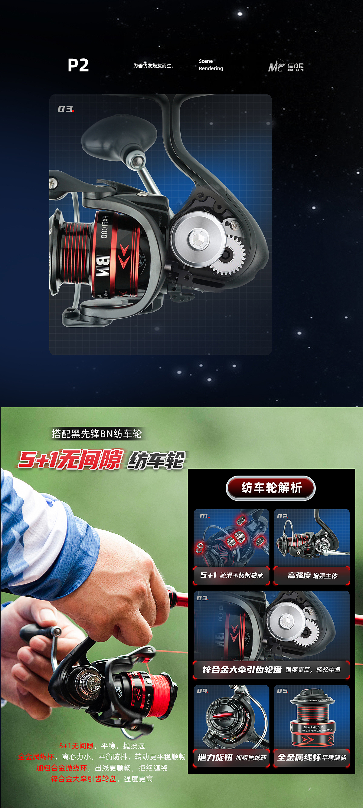 佳钓尼C4D三维建模路亚详情页制作设计展示