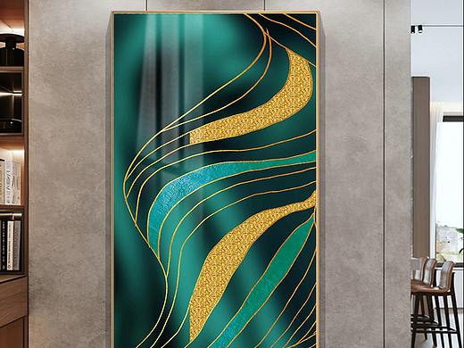 现代抽象几何线条玄关客厅晶瓷画北欧装饰画