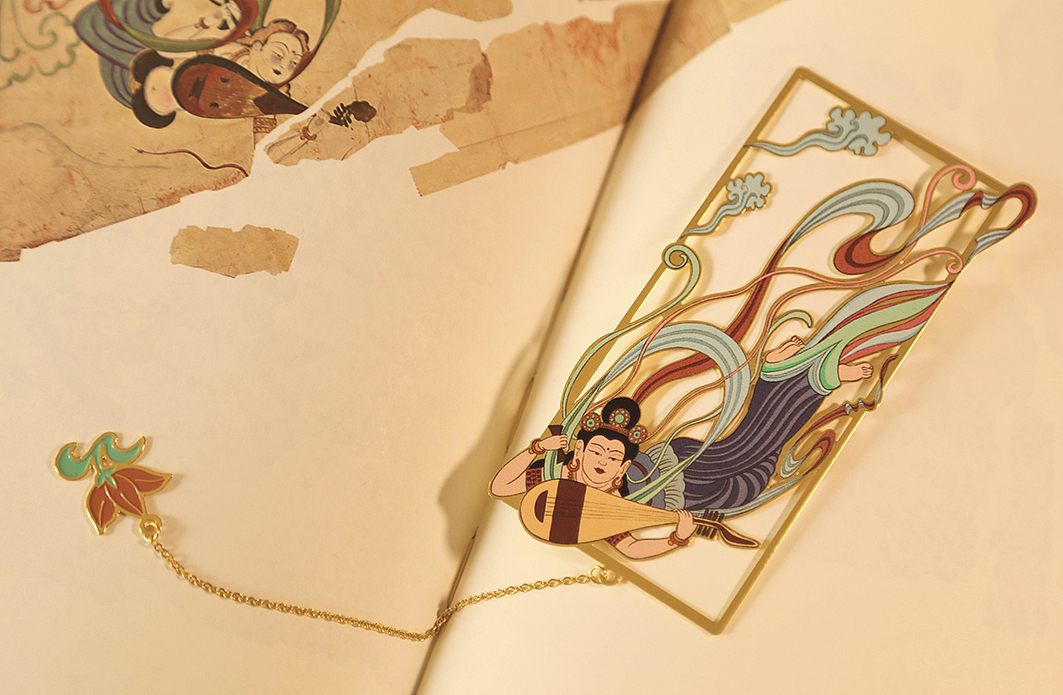 #敦煌文创#金属书签-花雨香音(铜)