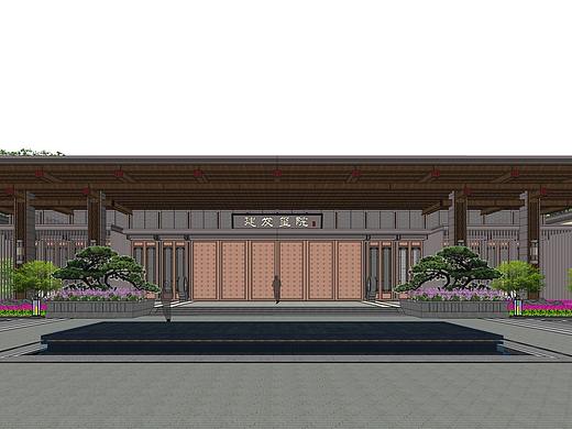 建发玺院新中式示范区景观SU模型下载