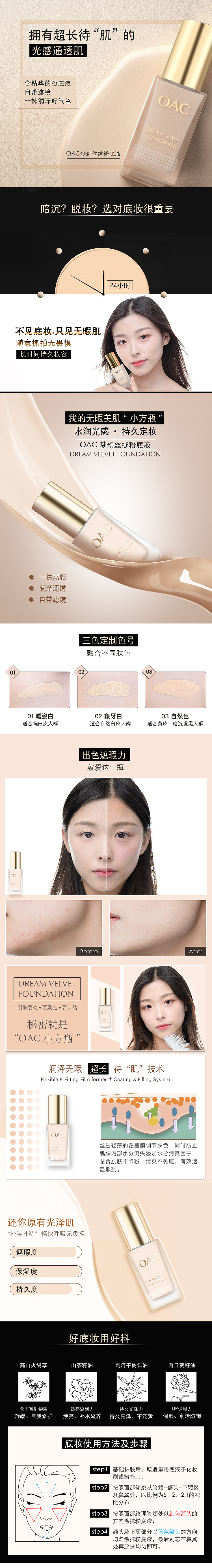 OAC眼线笔,粉底液营销文案设计