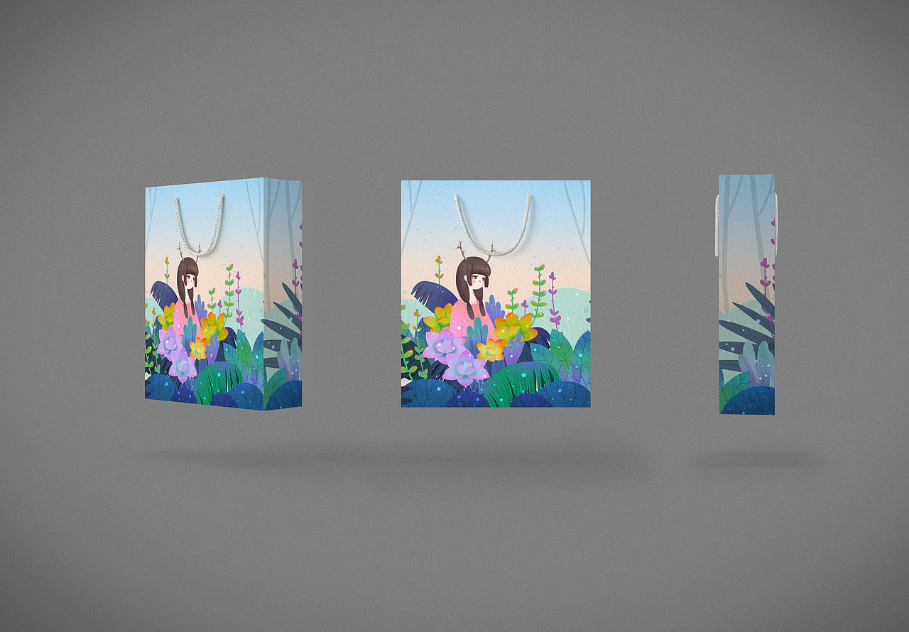 手提袋插画（图ZMTcwNTkyNTU2） - 包装 - 站酷设计师大Dean原创素材 - 站酷ZCOOL