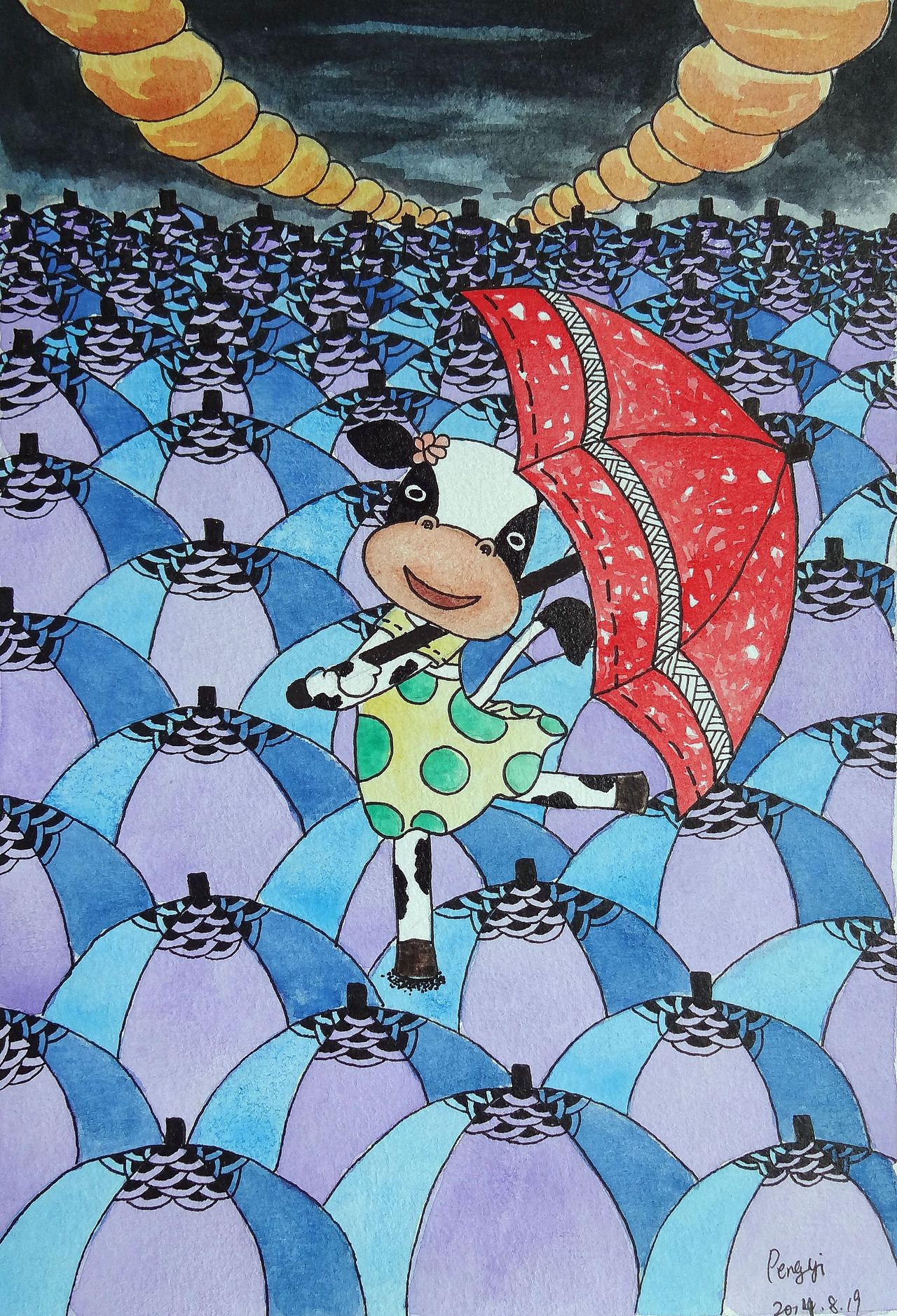 2014年8月 萌态十足的奶牛家族（图ZNDQ0MTIzNzI=） - 绘画 - 站酷设计师YIYI450原创素材 - 站酷ZCOOL