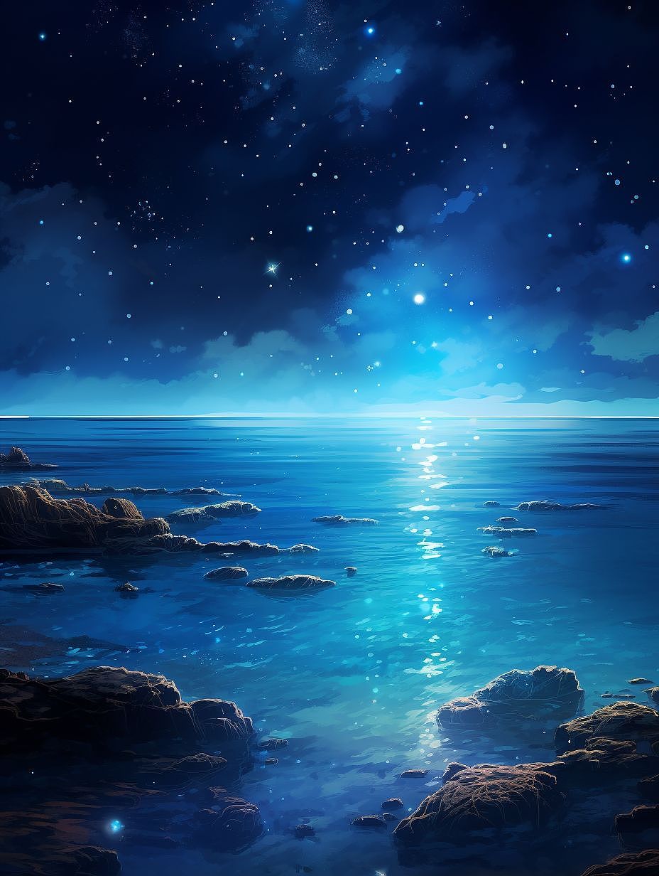 蓝色星空与大海（图ZMzQ1ODAyMTYw） - AI作品 - 站酷设计师ALiYaW原创素材 - 站酷ZCOOL
