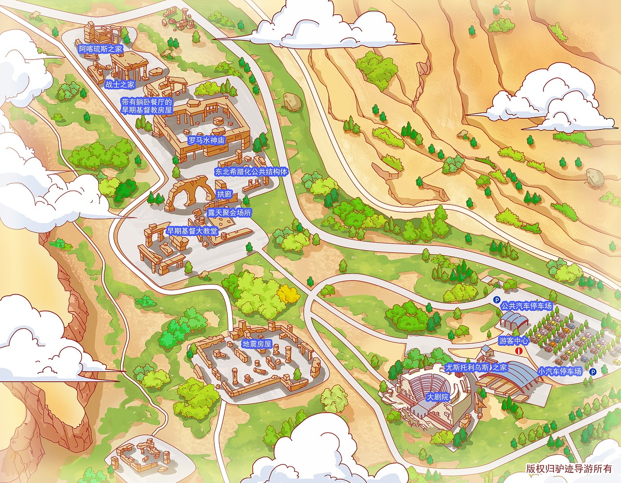 景区景点地图手绘插画