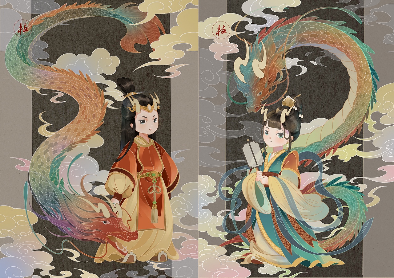 龙年门神（图ZMzQxMzg4Njg4） - 艺术插画 - 站酷设计师枝_枝原创素材 - 站酷ZCOOL