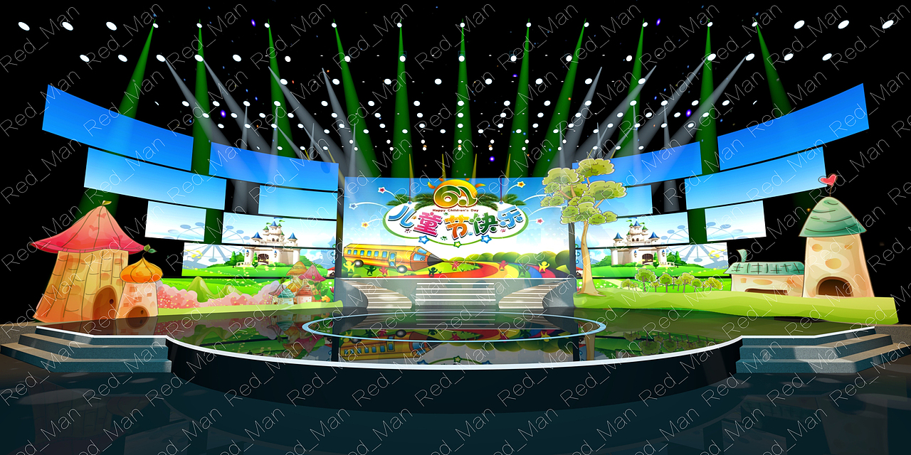 六一儿童节舞台舞美设计               red_man