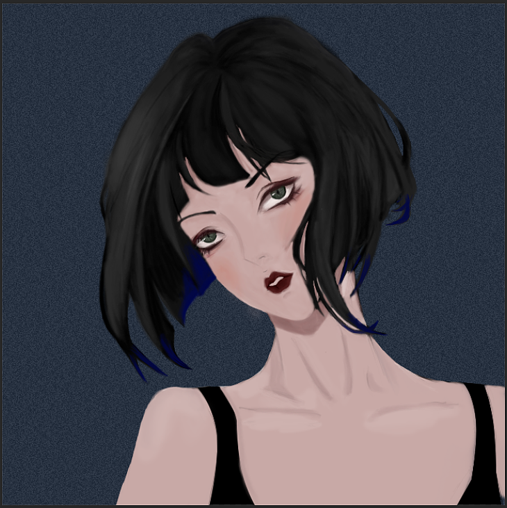 手绘练习(短发少女)