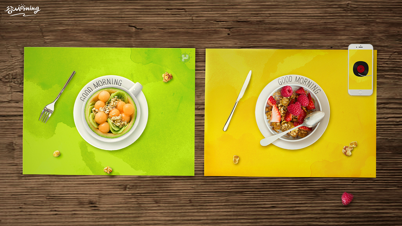 手绘菜谱餐垫纸 - 家乐氏谷兰诺拉