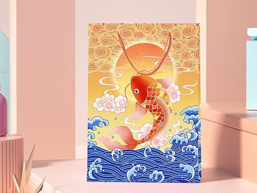 愿你化锦鲤，一遇风云化为龙-国潮插画