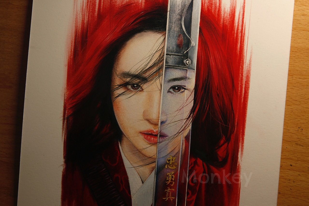 花木兰彩铅手绘