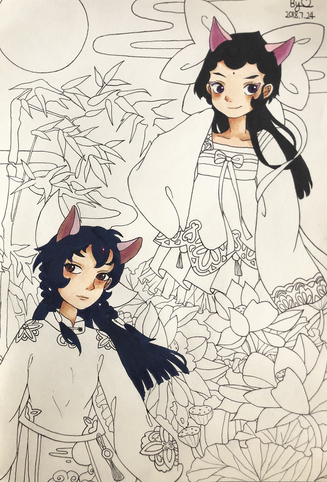 小青和明月（图ZMTIyODM0NjQ4） - 单幅漫画 - 站酷设计师朱艺欣原创素材 - 站酷ZCOOL