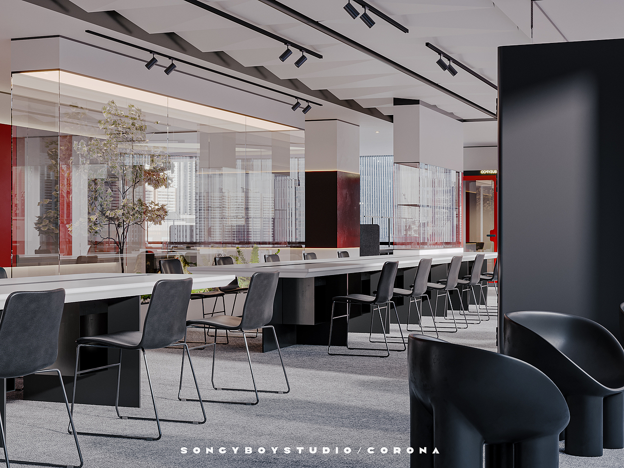 SongYboy∣280㎡,现代Ferrari办公室