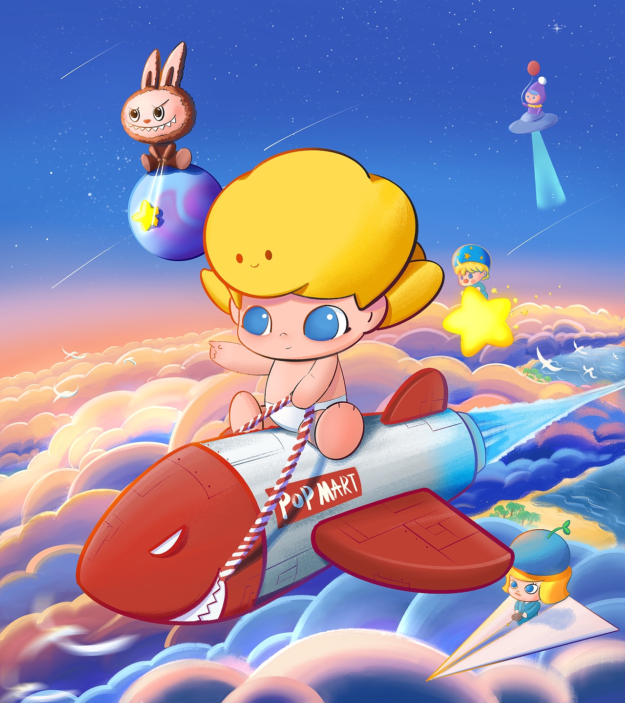 今年画的泡泡玛特插画