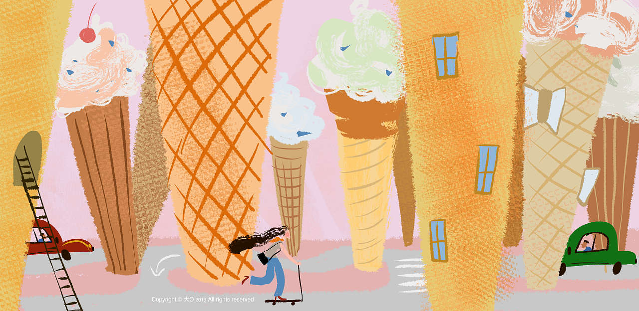 冰激凌河豚概念商插系列（图ZMTYwOTg2MzI0） - 商业插画 - 站酷设计师大Q啊原创素材 - 站酷ZCOOL