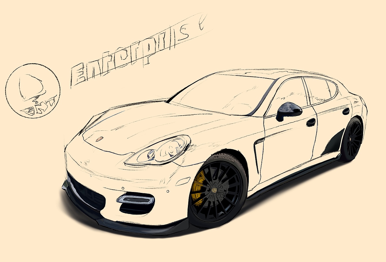 汽车手绘 保时捷帕拉梅拉