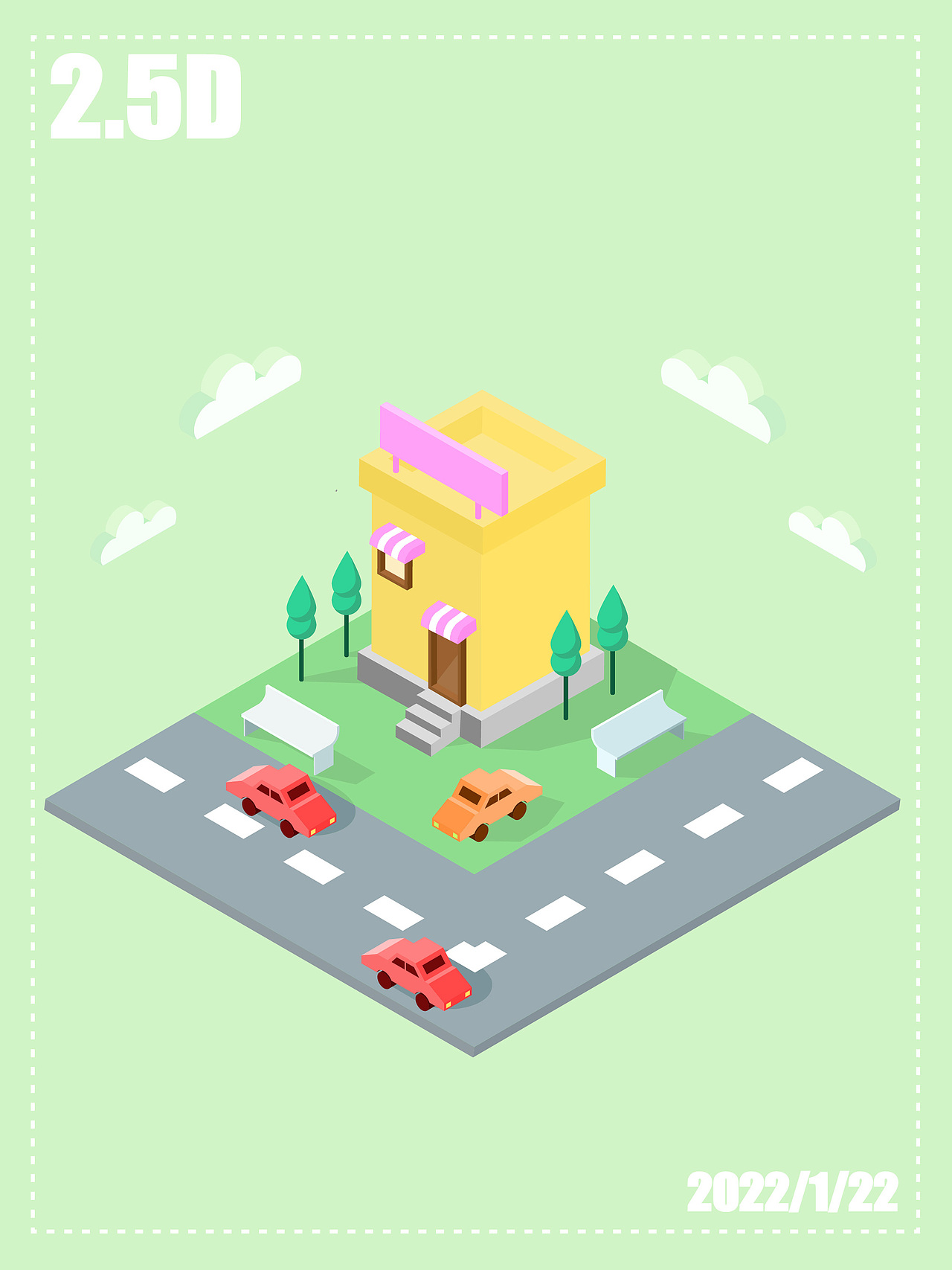 AI—2.5D房屋道路一角（图ZMjg2MTM5NTAw） - 商业插画 - 站酷设计师Susannalalala原创素材 - 站酷ZCOOL