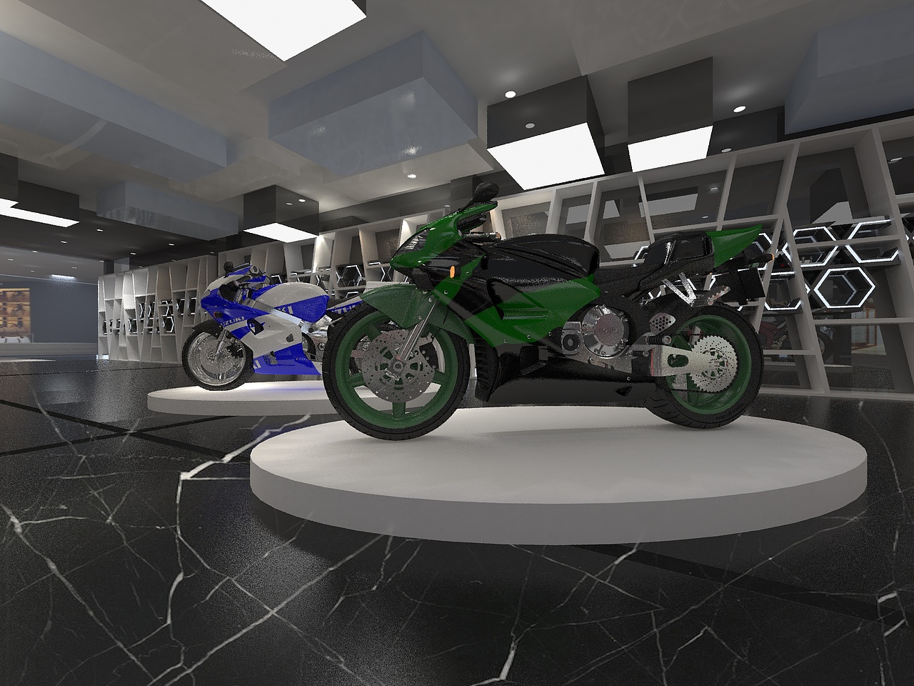 摩托车展厅专卖店_小伟空间设计-站酷zcool