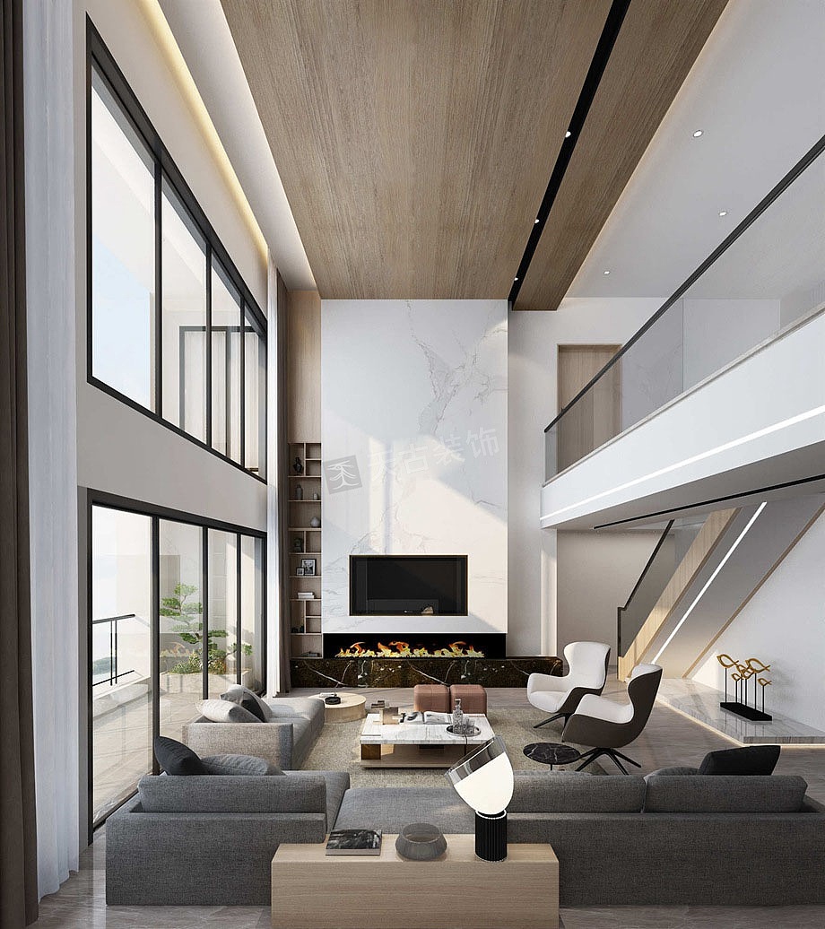 重庆客厅挑空别墅装修天古装饰江北门店设计师毛锐