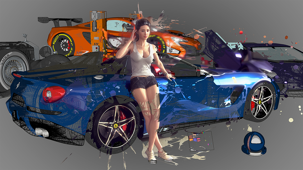 韩梅梅 & 私家车库--李法拉F60（图ZMTAyMjkwODIw） - 场景 - 站酷设计师阿拉玛斯原创素材 - 站酷ZCOOL