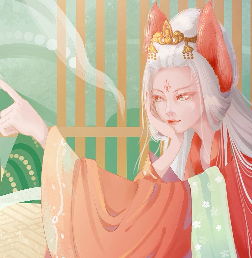 古风插画动物拟人系列图打卡